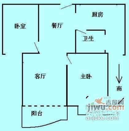 淡水湾花园2室2厅1卫112㎡户型图