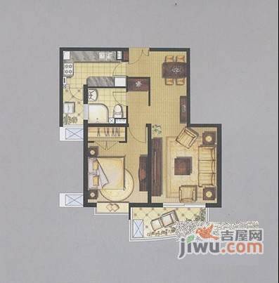 淡水湾花园1室2厅1卫85㎡户型图