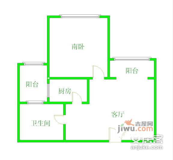 东方知音苑1室1厅1卫58㎡户型图