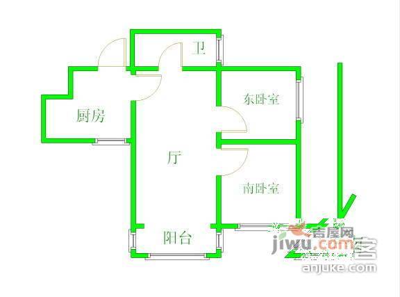 武宁小城2室2厅1卫104㎡户型图