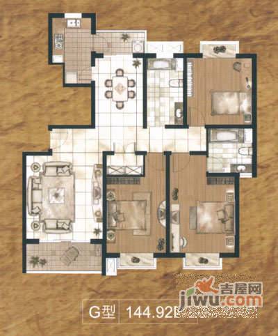 武宁小城3室2厅2卫138㎡户型图