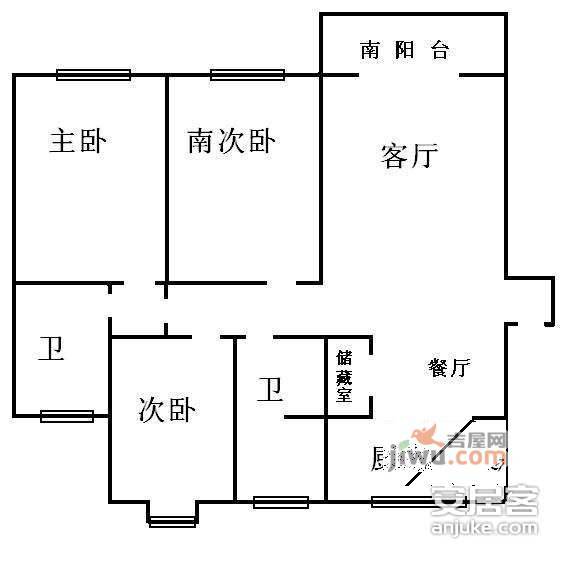 祥和公寓3室2厅2卫户型图