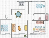 龙柏城市花园3室2厅2卫124㎡户型图