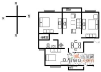 龙柏城市花园3室2厅1卫户型图