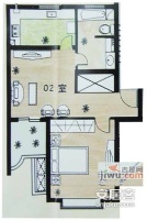 合生江湾国际公寓1室2厅1卫73㎡户型图