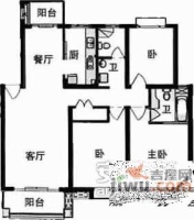 合生江湾国际公寓3室2厅2卫156㎡户型图