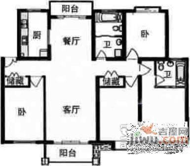 合生江湾国际公寓5室2厅3卫235㎡户型图