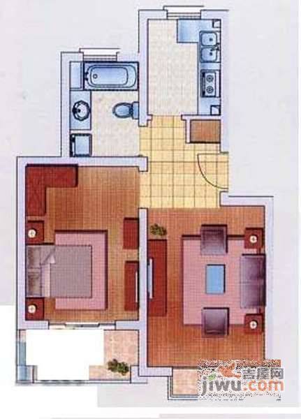 共富四村1室2厅1卫64㎡户型图