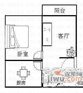 共富四村1室1厅1卫56㎡户型图