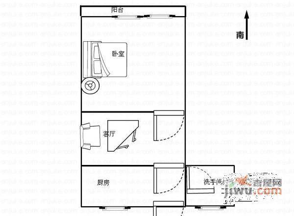 潍坊六七村1室1厅1卫94㎡户型图