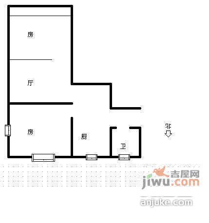 潍坊六七村2室1厅1卫60㎡户型图