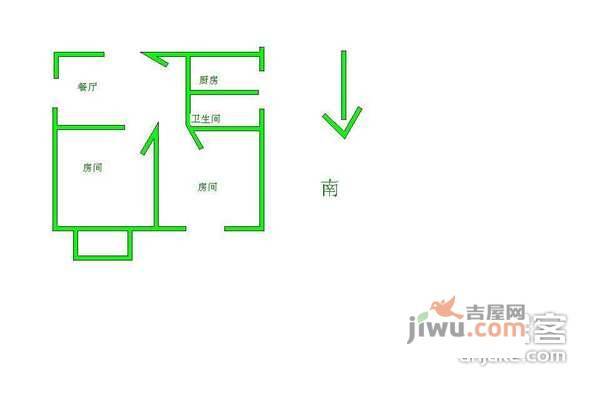 潍坊六七村2室0厅1卫51㎡户型图