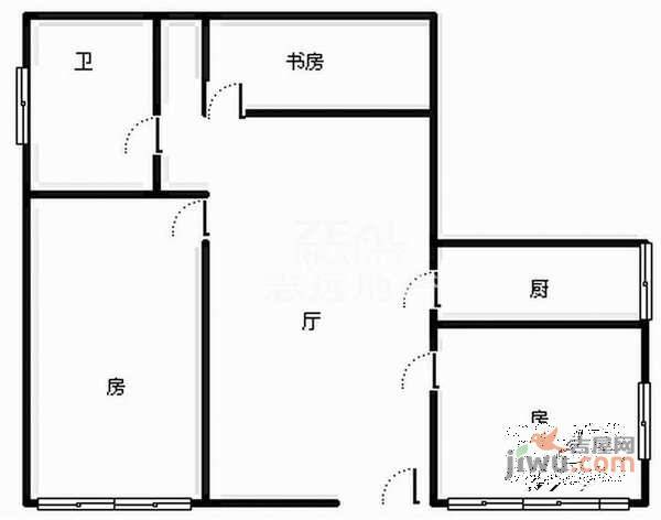 虹桥城市花园3室2厅1卫124㎡户型图