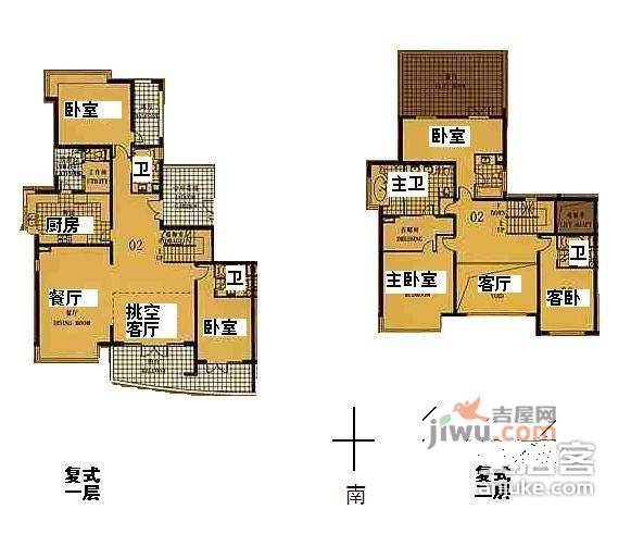 虹桥城市花园4室2厅3卫208㎡户型图