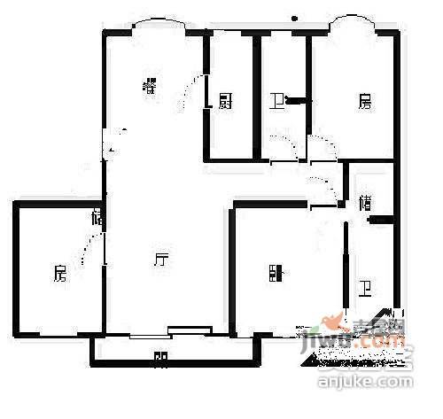 虹桥城市花园3室2厅2卫179㎡户型图