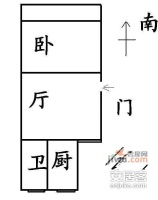 罗阳一村1室1厅1卫53㎡户型图