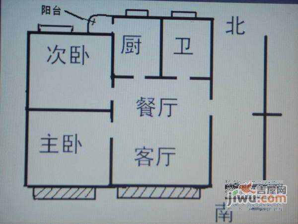 罗阳三村2室1厅1卫86㎡户型图