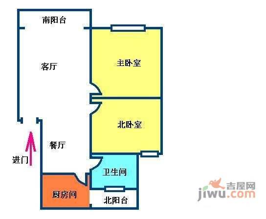 罗阳三村2室1厅1卫86㎡户型图