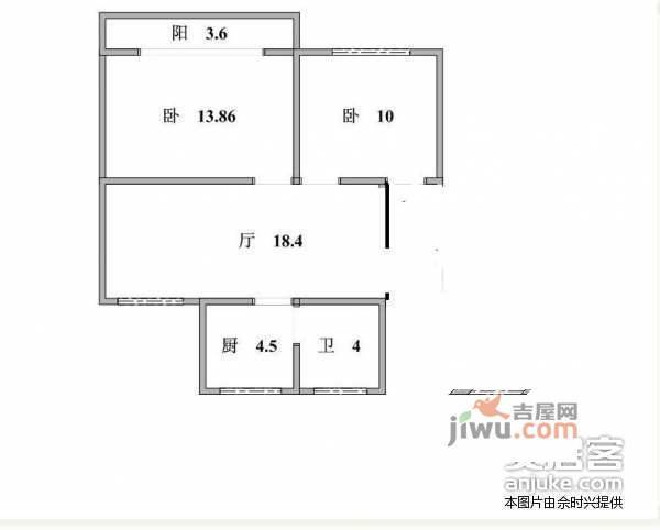 罗阳三村2室1厅1卫86㎡户型图