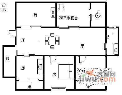 芙蓉花苑3室2厅2卫147㎡户型图