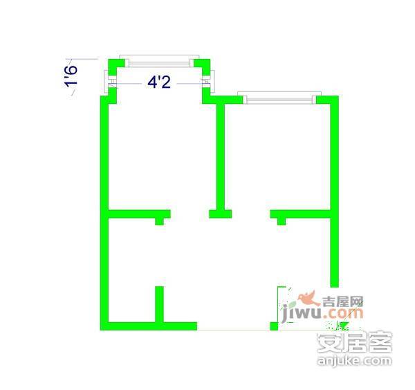 清涧新村第六小区1室1厅1卫51㎡户型图