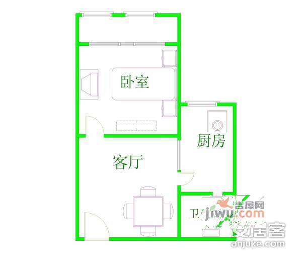 上海星港星港景苑一期1室1厅1卫45㎡户型图