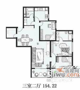 静安四季苑3室2厅2卫160㎡户型图