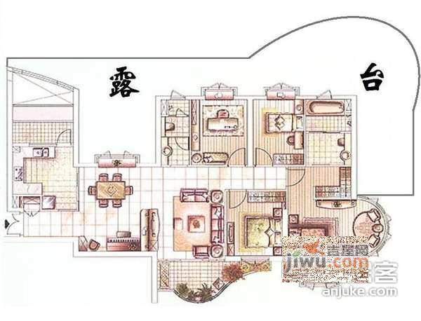 静安四季苑4室2厅2卫173㎡户型图