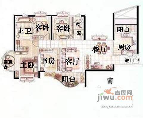 静安四季苑4室2厅2卫173㎡户型图