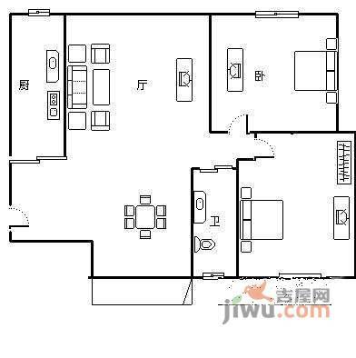 静安四季苑2室2厅1卫93㎡户型图