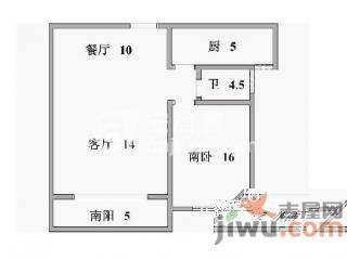 黄浦新苑1室2厅1卫92㎡户型图