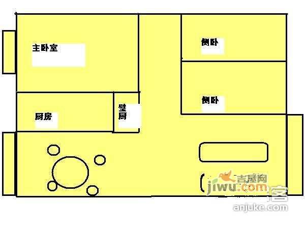 云润家园2室2厅1卫105㎡户型图