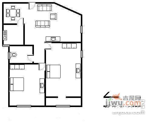 玉兰花苑2室1厅1卫110㎡户型图