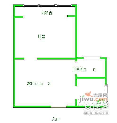 玉兰花苑1室1厅1卫64㎡户型图