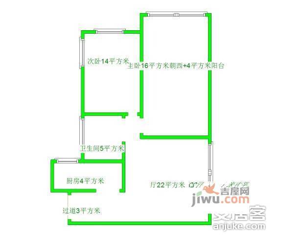 玉兰花苑1室1厅1卫64㎡户型图