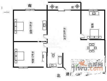 沙田花园3室1厅1卫105㎡户型图