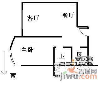 云和花园1室2厅1卫76㎡户型图