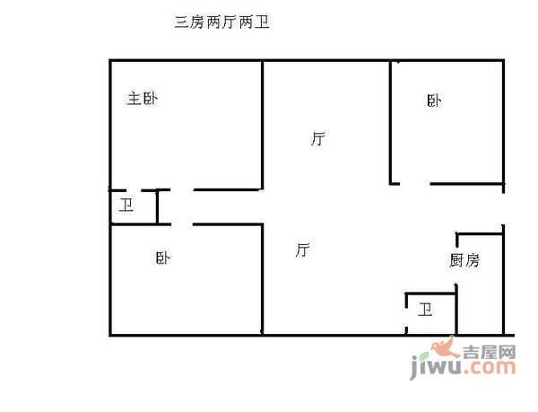 丽景新苑2室2厅1卫61㎡户型图