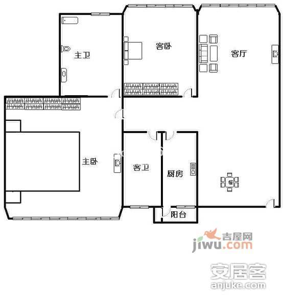 东方剑桥御庭苑2室2厅2卫109㎡户型图