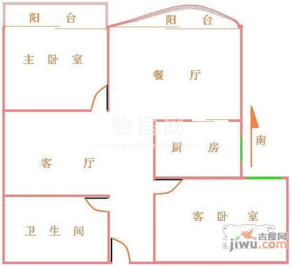 威宁小区3室1厅1卫89㎡户型图