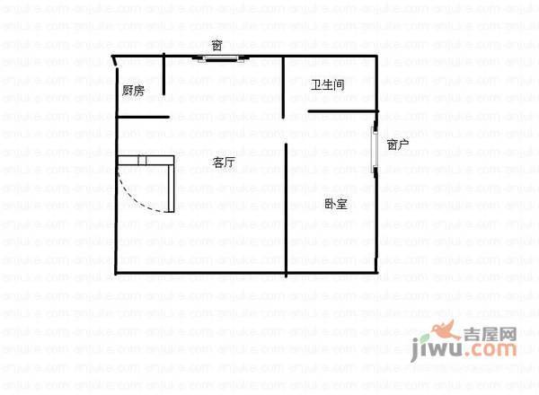 虹桥花苑1室1厅1卫67㎡户型图