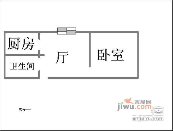 虹桥花苑1室1厅1卫67㎡户型图