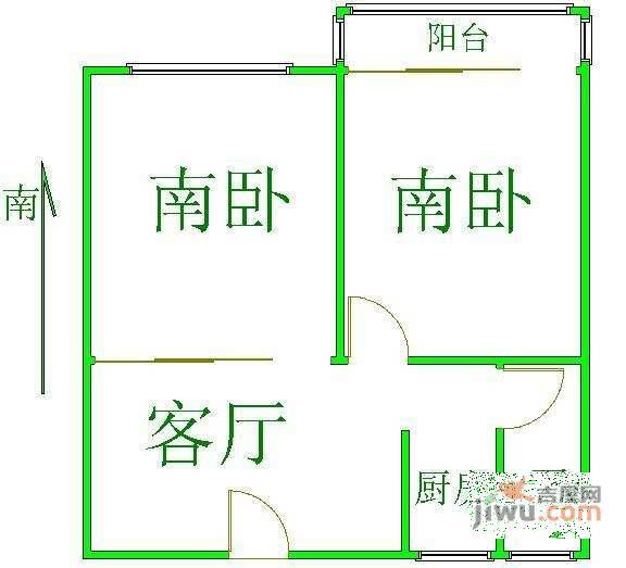 江桥万达广场2室1厅1卫85㎡户型图