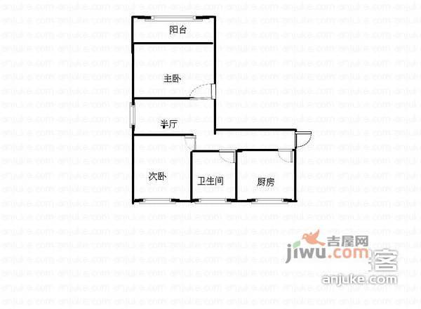 南泉苑小区2室1厅1卫67㎡户型图