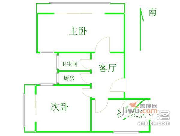 南泉苑小区3室1厅1卫68㎡户型图