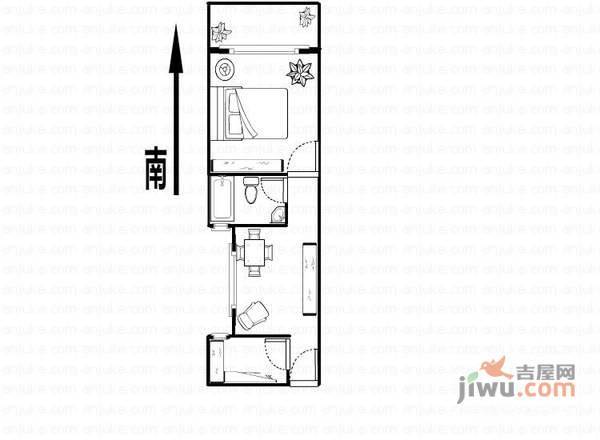 海上新村1室1厅1卫63㎡户型图