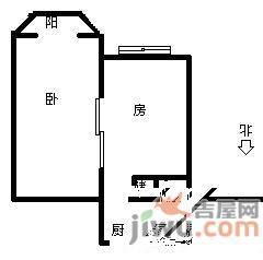 潍坊四村2室0厅1卫50㎡户型图