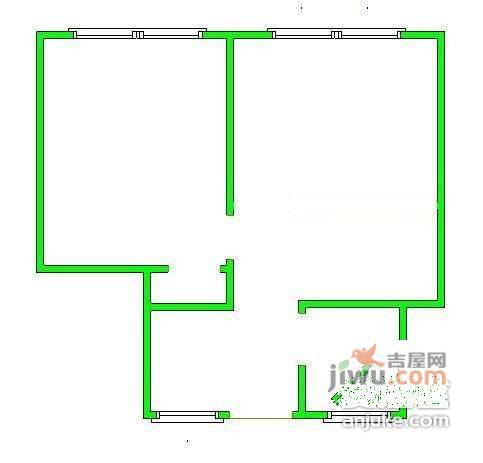 潍坊四村2室0厅1卫50㎡户型图