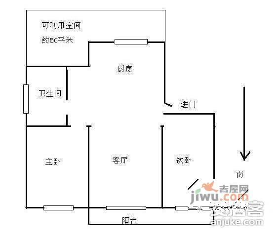 泰府名邸2室2厅1卫118㎡户型图