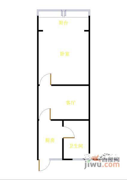 普乐三村1室1厅1卫48㎡户型图